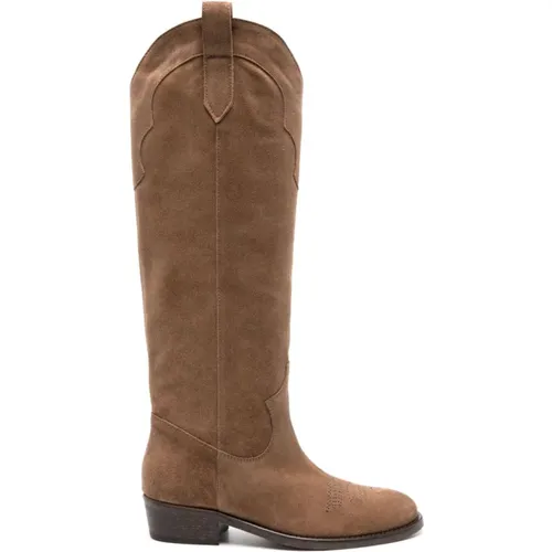 Suede Knee-Length Boots , female, Sizes: 7 UK, 8 UK, 6 UK - Via Roma 15 - Modalova