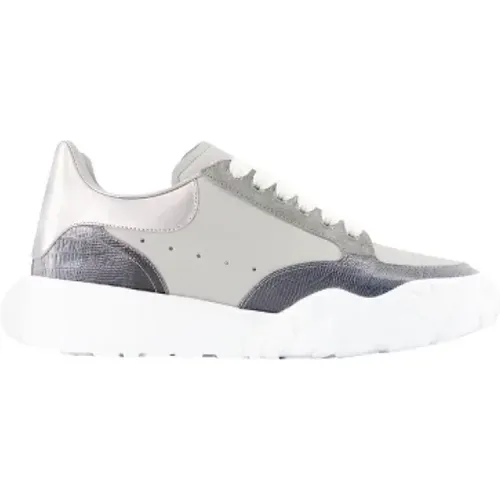 Leder-Sneakers mit runder Spitze aus glattem Kalbsleder , Damen, Größe: 40 EU - alexander mcqueen - Modalova