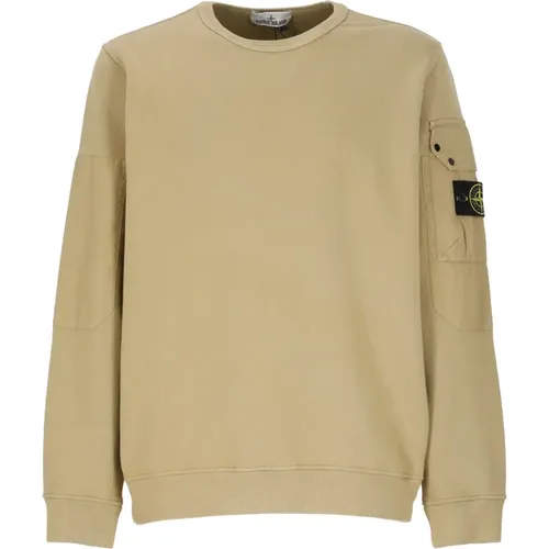 Sweatshirts, male, , Size: M Cotton Sweatshirt Round Neck - Stone Island - Modalova