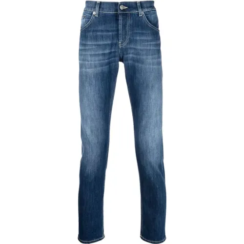 Schmal geschnittene Indigo Stretch-Cotton Jeans - Dondup - Modalova