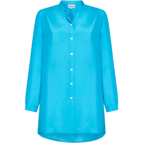 Turquoise Silk V-Neck Dress , female, Sizes: S, M - P.a.r.o.s.h. - Modalova