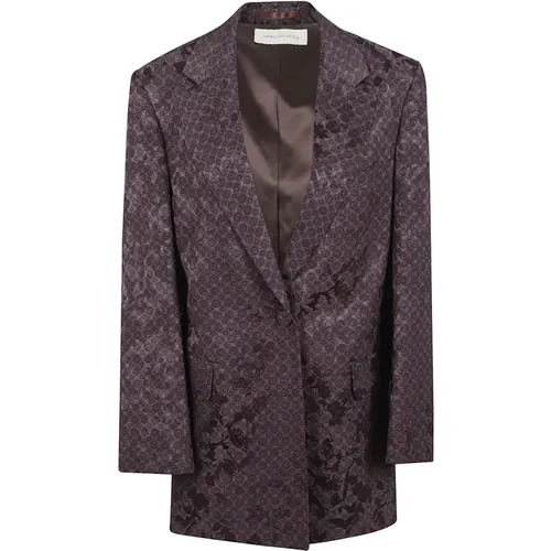 Blazers, female, , Size: XS Tie-pattern Silk Blazer - Dries Van Noten - Modalova