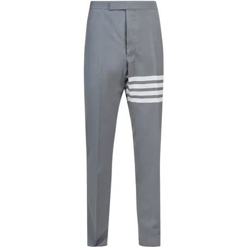 Grey Wool Trousers with Iconic Bands , male, Sizes: M - Thom Browne - Modalova