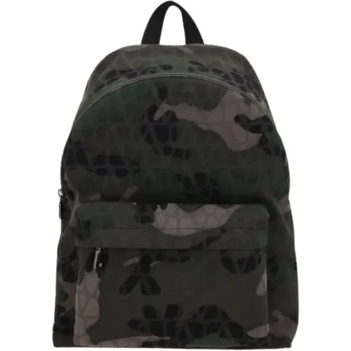 Camouflage Canvas Backpack with Iconic Toile Motif , male, Sizes: ONE SIZE - Valentino Garavani - Modalova