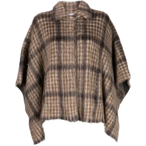 Luxurious Checked Poncho , female, Sizes: L - BRUNELLO CUCINELLI - Modalova