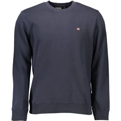 Blauer Sweatshirt mit Besticktem Logo , Herren, Größe: M - Napapijri - Modalova