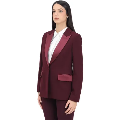 Bordeaux Jacke Klassischer Eleganter Stil , Damen, Größe: S - ViCOLO - Modalova