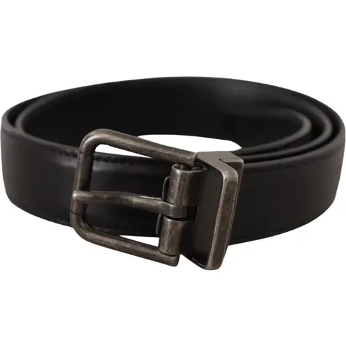 Elegant Leather Belt with Metal Buckle , unisex, Sizes: 100 CM, 70 CM - Dolce & Gabbana - Modalova