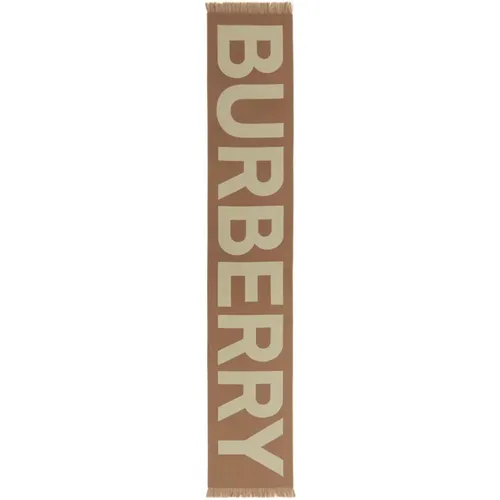 Brauner Woll-Logoschal , Herren, Größe: ONE Size - Burberry - Modalova
