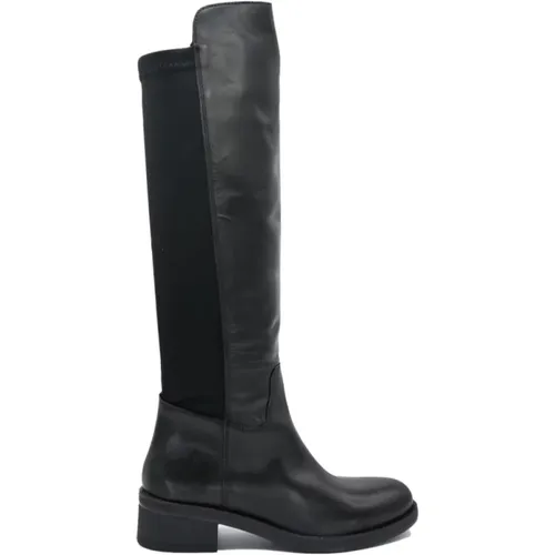 Schwarze Lederstiefel , Damen, Größe: 39 EU - Cinzia Soft - Modalova