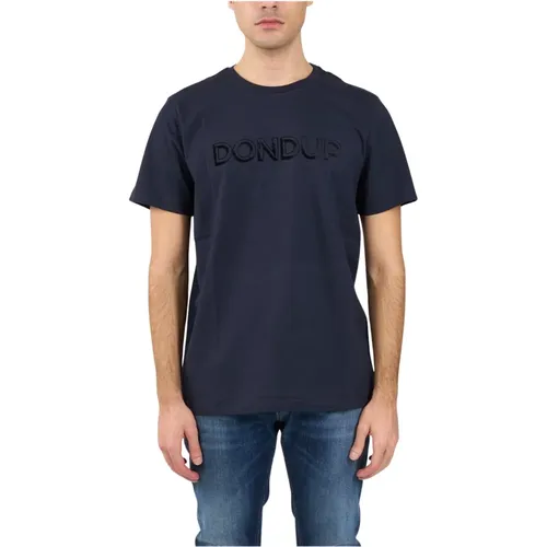 Jersey T-Shirt mit frontgeflocktem Logo , Herren, Größe: L - Dondup - Modalova