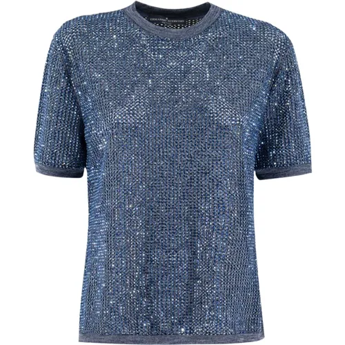 Crystal Embellished Knitted T-Shirt , female, Sizes: S, XS, M - Ermanno Scervino - Modalova