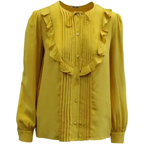 Pre-owned Shirts & Blouses, female, , Size: 2XS Pre-owned Silk tops - Miu Miu Pre-owned - Modalova