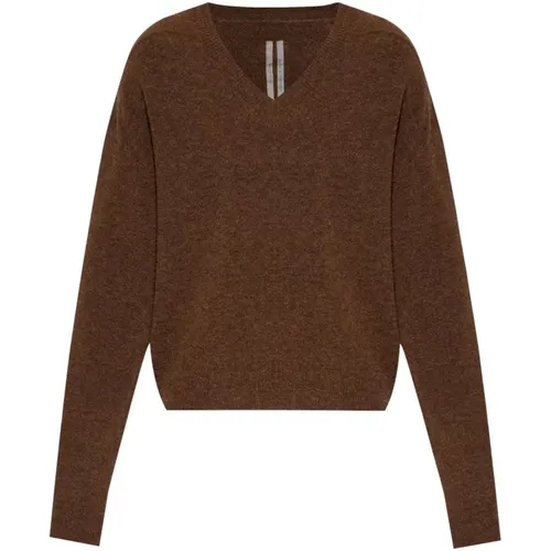 V-Neck Alpaca Wool Sweater , male, Sizes: M, L - Rick Owens - Modalova