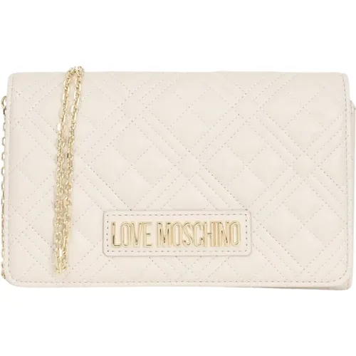 Gesteppte Tageshandtasche mit Kettenriemen,Metall-Logo Kettenschultertasche - Love Moschino - Modalova