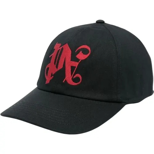 Caps, male, , Size: ONE SIZE Embroidered Logo Cotton Hats - Palm Angels - Modalova