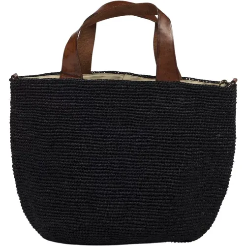 Natural Straw Tote Bag with Leather Handles , female, Sizes: ONE SIZE - Ibeliv - Modalova