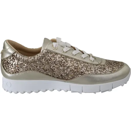 Antikgold Glitzer Ledersneakers , Damen, Größe: 35 EU - Jimmy Choo - Modalova