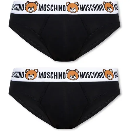 Branded briefs 2-pack , male, Sizes: 2XL - Moschino - Modalova