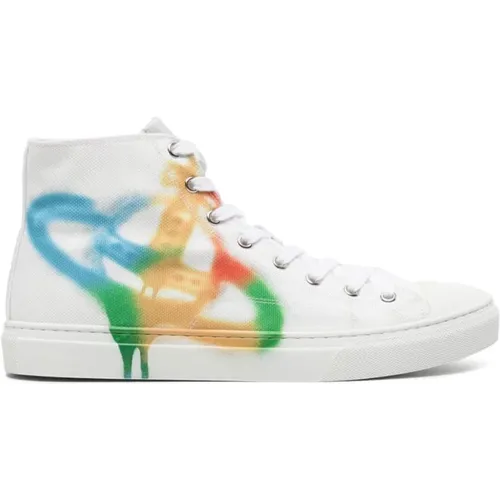 Sneakers, male, , Size: 8 US Multicolour High-Top Sneakers with Spray-Paint Effect - Vivienne Westwood - Modalova