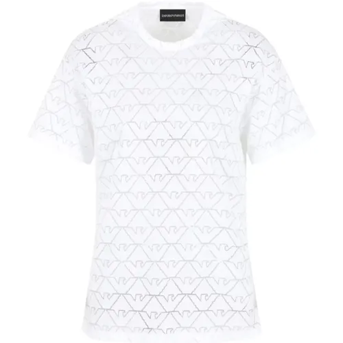 T-shirts and Polos with Devoré Effect , female, Sizes: M, XL, XS, L, S - Emporio Armani - Modalova