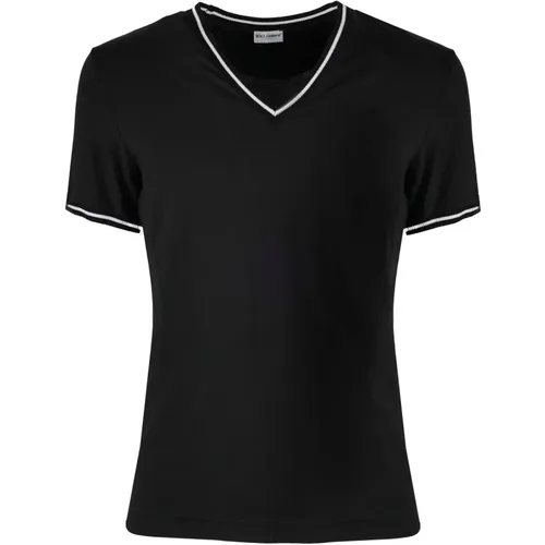 V-neck T-shirt , male, Sizes: S - Dolce & Gabbana - Modalova