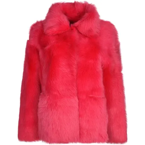 Fuchsia Faux Fur Shearling Jacket , female, Sizes: S - P.a.r.o.s.h. - Modalova