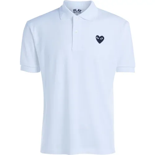 Weißes Polo-Shirt mit Schwarzem Herz - Comme des Garçons Play - Modalova