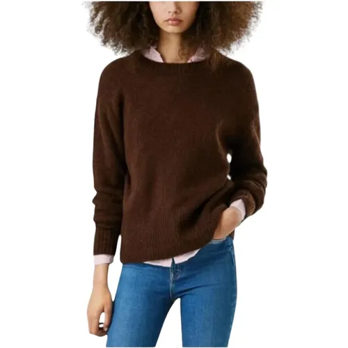 Round-neck Knitwear, female, , Size: S Classic Crew Neck Wool Blend Sweater - Pepe Jeans - Modalova