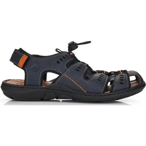 Blaue flache Sandalen für Männer , Herren, Größe: 44 EU - Rieker - Modalova