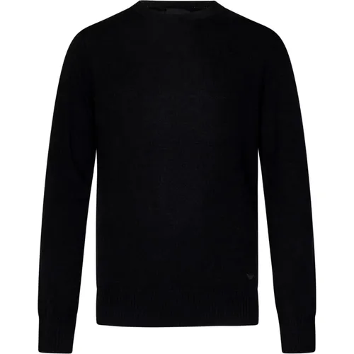 Cashmere Sweater with Micro Eagle Embroidery , male, Sizes: XL, S, L - Emporio Armani - Modalova