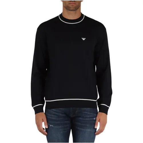 Woll Rundhals Pullover , Herren, Größe: L - Emporio Armani - Modalova