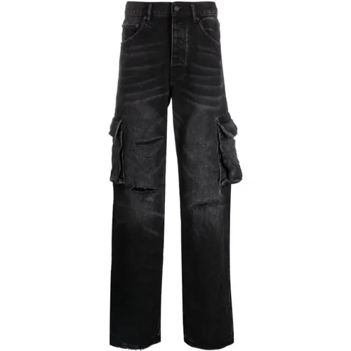 Distressed Wide-Leg Jeans , male, Sizes: W36 - Purple Brand - Modalova