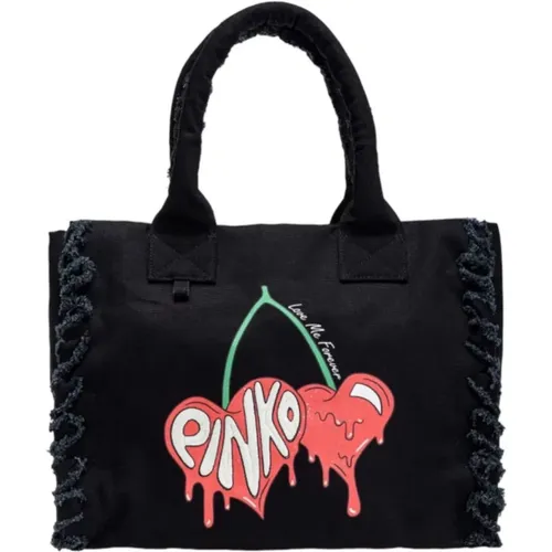 Square Canvas Shopper Bag , female, Sizes: ONE SIZE - pinko - Modalova