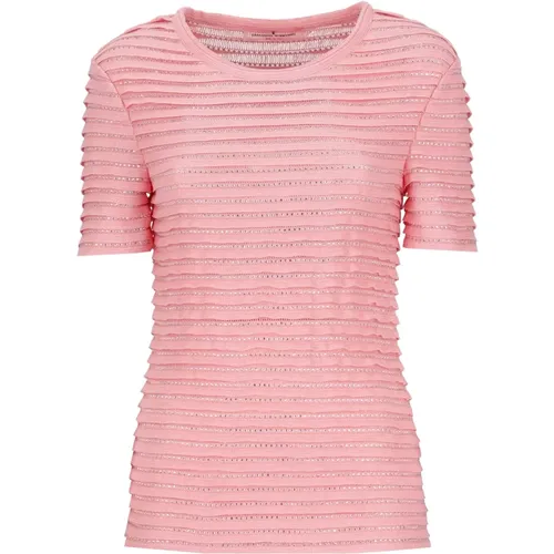 Rosa T-Shirt mit Fransen und Strass-Details - Ermanno Scervino - Modalova