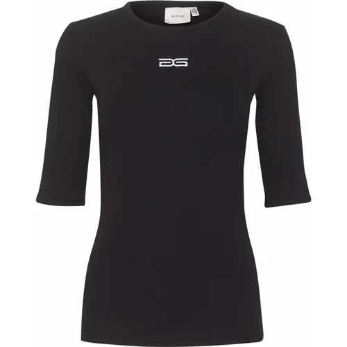 Halbarm Logo Top Schwarz , Damen, Größe: XS - Gestuz - Modalova