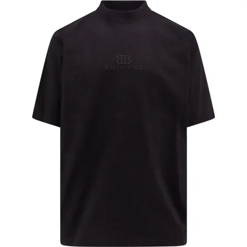 Besticktes Logo Stretch Baumwoll T-Shirt , Herren, Größe: M - Balenciaga - Modalova