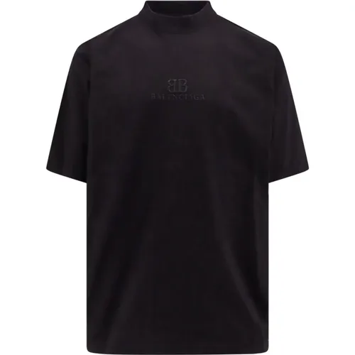 Besticktes Logo Stretch Baumwoll T-Shirt , Herren, Größe: S - Balenciaga - Modalova