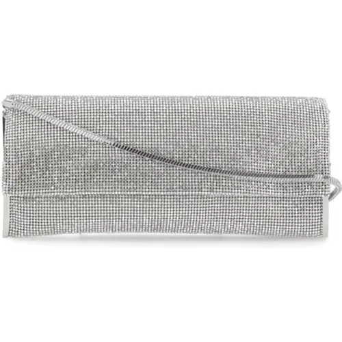 Cross Body Bags, female, , Size: ONE SIZE Silver Crystal Shoulder Bag with Flap Fastening - Benedetta Bruzziches - Modalova