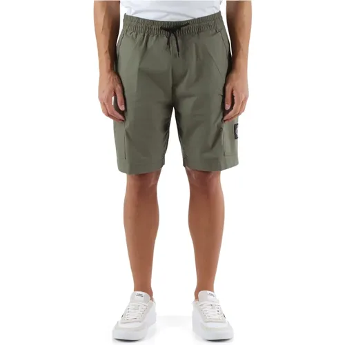 Cargo Stretch Cotton Bermuda Shorts , male, Sizes: L, M, S - Calvin Klein Jeans - Modalova