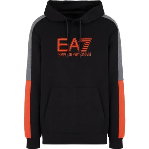 Schwarzer Kapuzenpullover für Männer - Emporio Armani EA7 - Modalova