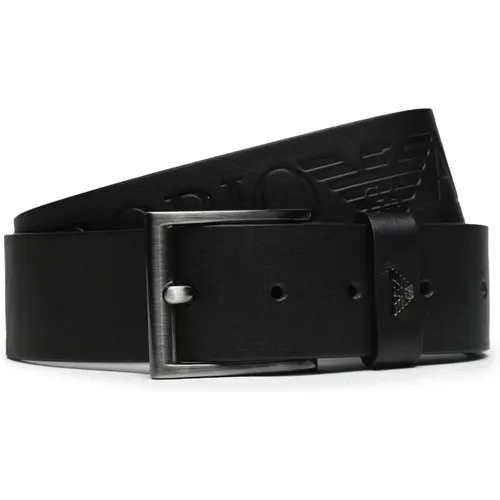 Belts, male, , Size: 100 CM Leather Logo Belt - Emporio Armani - Modalova