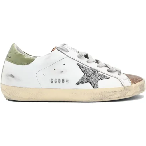 Croco Print Sneakers with Crystal Star , female, Sizes: 6 UK - Golden Goose - Modalova