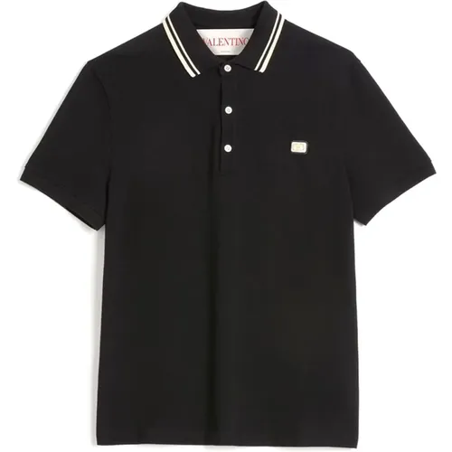 Klassisches Polo T-Shirt in Marineblau , Herren, Größe: 2XL - Valentino Garavani - Modalova