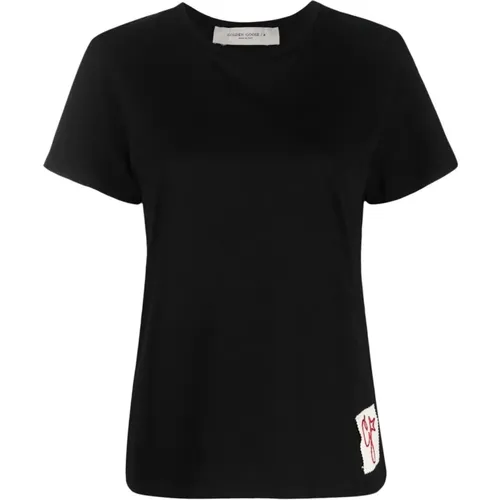 Logo Baumwoll T-Shirt für Frauen , Damen, Größe: S - Golden Goose - Modalova