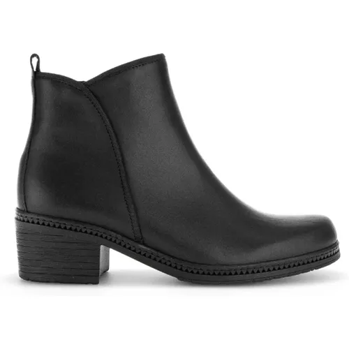 Schwarze Leder Stiefeletten , Damen, Größe: 37 1/2 EU - Gabor - Modalova