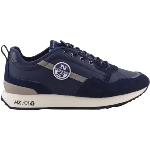 Blaue Sneaker aus recyceltem Nylon mit Wildleder-Details , Herren, Größe: 46 EU - North Sails - Modalova