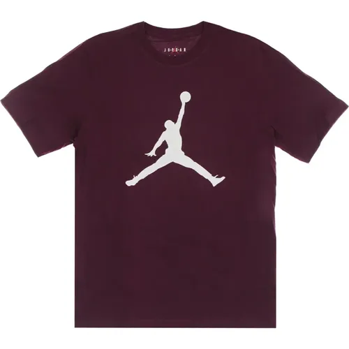 T-Shirts, male, , Size: L Crew Neck T-Shirt Bordeaux/White - Jordan - Modalova