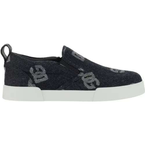 Blaue flache Schuhe mit Logo-Print , Herren, Größe: 39 1/2 EU - Dolce & Gabbana - Modalova