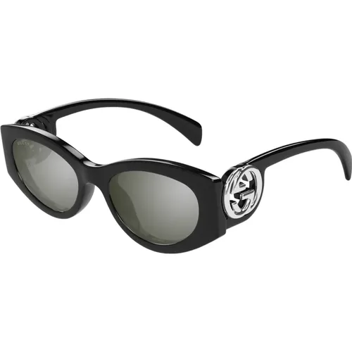 Stilvolle Schwarz/Graue Sonnenbrille für Frauen , Damen, Größe: 54 MM - Gucci - Modalova